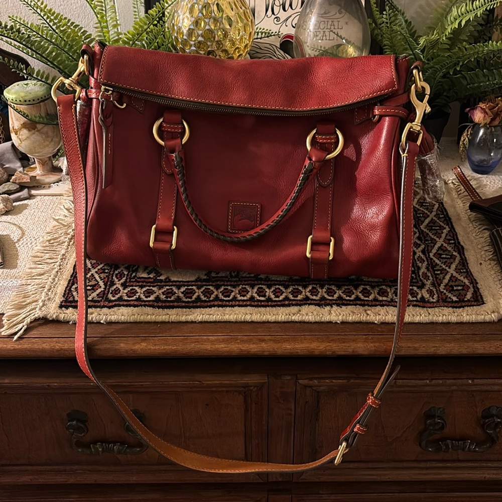 Dooney and Bourke large red Florentine leather tote bag